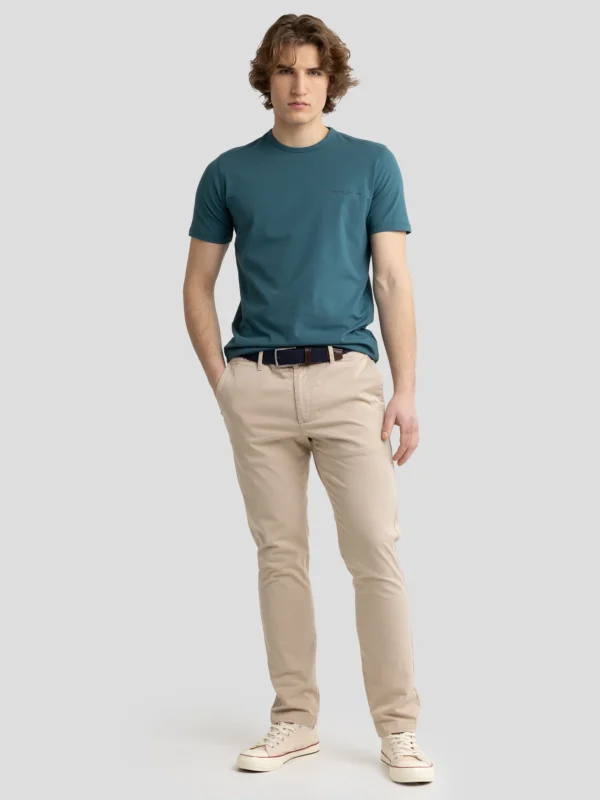 Koszulka męska z niewielkim nadrukiem na piersi zielona Irter 304