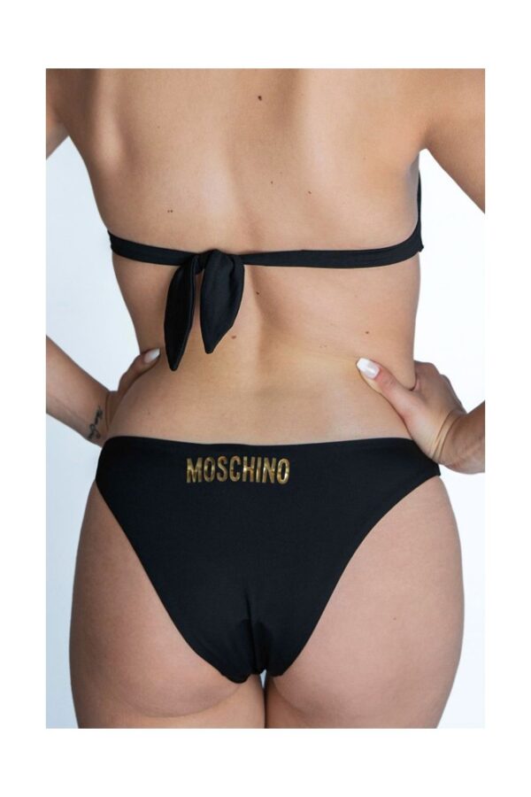 MOSCHINO SWIM Dół od bikini ze złotym metalowym logo