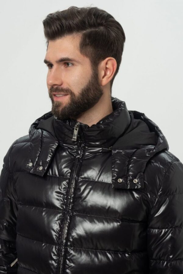 VALENTINO GARAVANI Czarna kurtka puchowa męska z kapturem, Rozmiar 48