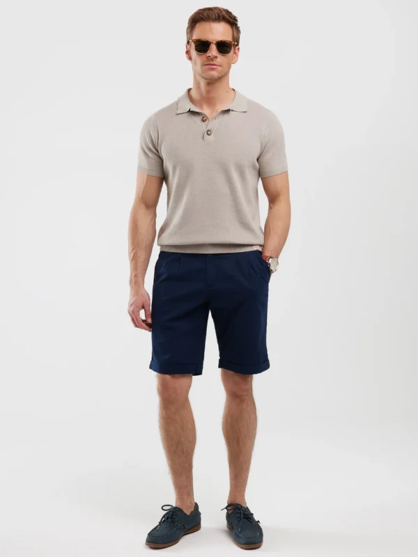 Szorty męskie lniane granatowe Linesi 403