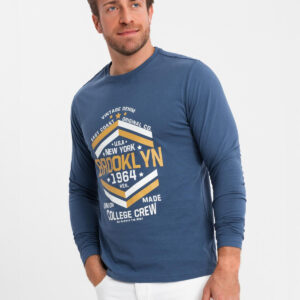 f9d939c0eaf4fdddf14cf4a2b6d6f20c5148ec42 Longsleeve męski z nadrukiem w stylu collegowym - niebieski V2