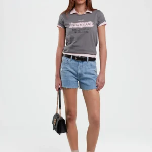 Szorty damskie jeansowe z surowym wykoŅczeniem z kolekcji Authentic niebieskie Authentic Girl 284