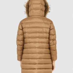 BLAUER Brązowa kurtka puchowa damska z odpinanym futrem jenota