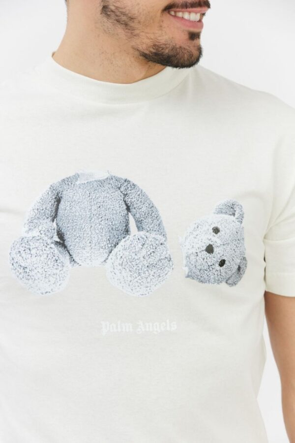 PALM ANGELS Biały t-shirt męski z misie