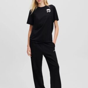 KARL LAGERFELD Czarne damskie spodnie dresowe Ikon Peak-a-Boo