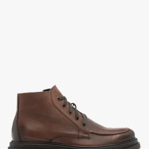 Brązowe trzewiki ze skóry licowej