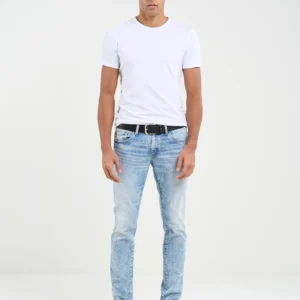 Jeansy męskie skinny marmurkowe jasnoniebieskie Jeffray 245