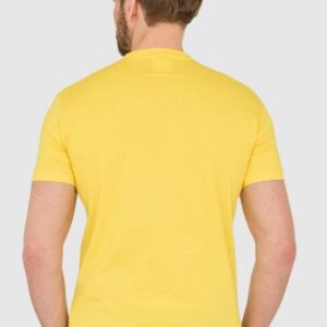 DSQUARED2 Żółty męski t-shirt z logo i zielonym liściem