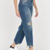 7 FOR ALL MANKIND Błękitne jeansy damskie THE MODERN STRAIGHT Z DZIURAMI