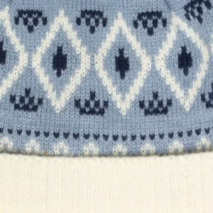 Czapka zimowa z pomponem śmietankowo-błękitna Igory 000