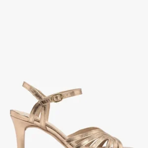 Platynowe sandały damskie na szpilce