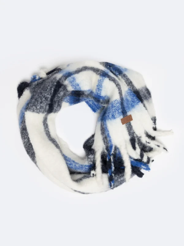 Szalik damski w kratę niebieski Herlynia 401