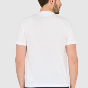 EA7 Biały męski t-shirt z naszywką z logo