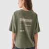 4F T-shirt oversize z nadrukiem damski - oliwkowy/khaki