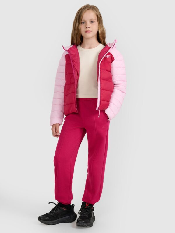 4F Kurtka puchowa z wypełnieniem syntetycznym dziewczęca - różowa 146 (10-11 lat)