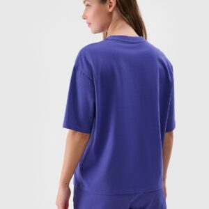 4F T-shirt oversize z nadrukiem damski - fioletowy