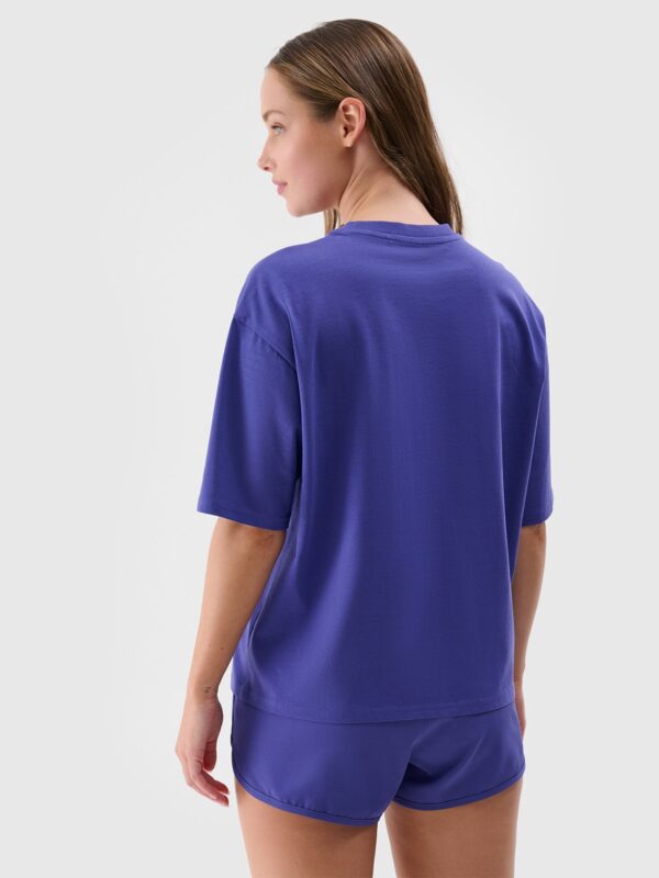 4F T-shirt oversize z nadrukiem damski - fioletowy