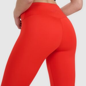 4F Legginsy treningowe 7/8 z wysokim stanem damskie - czerwone