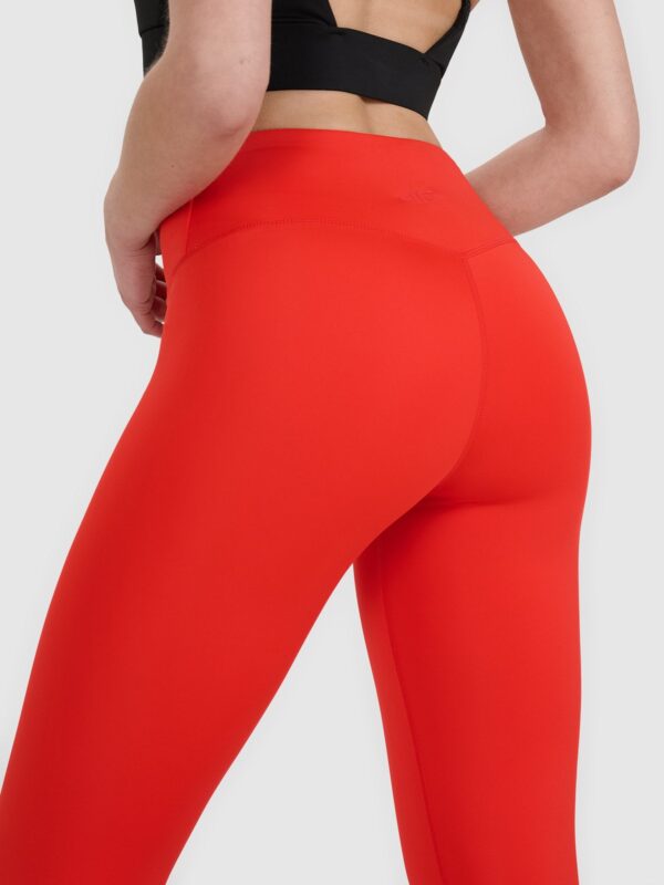 4F Legginsy treningowe 7/8 z wysokim stanem damskie - czerwone
