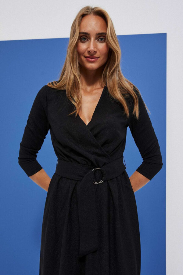 Sukienka z paskiem czarna damska