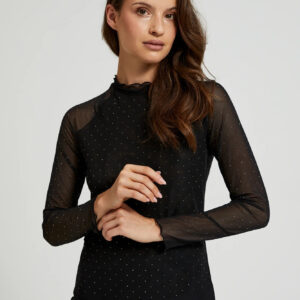 Bluzka z przezroczystymi rękawami czarna