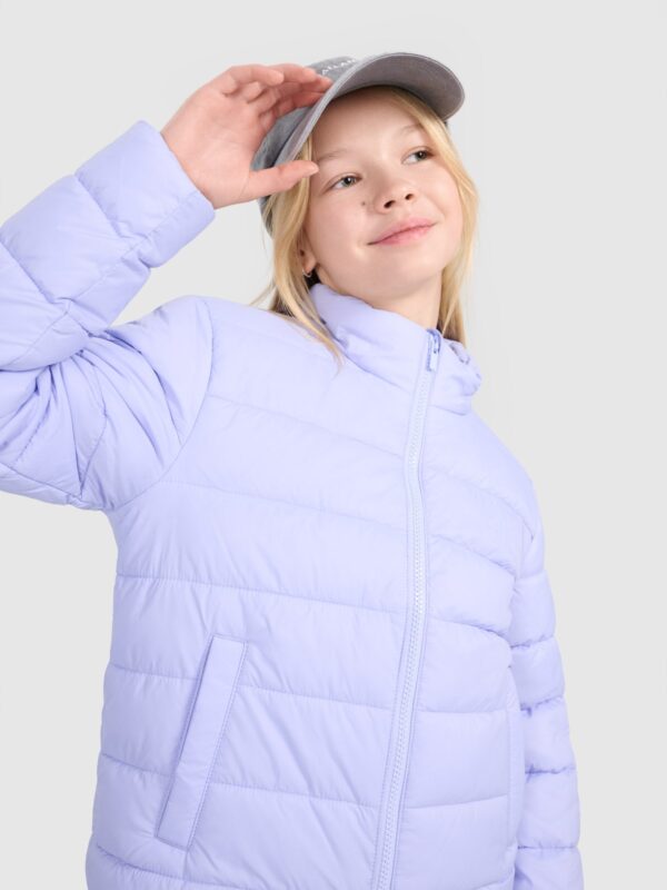 4F Kurtka puchowa z wypełnieniem syntetycznym dziewczęca - fioletowa 122 (6-7 lat)