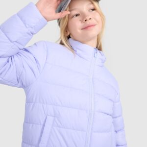 4F Kurtka puchowa z wypełnieniem syntetycznym dziewczęca - fioletowa 122 (6-7 lat)