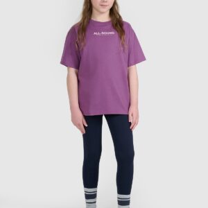 4F T-shirt oversize z nadrukiem dziewczęcy - fioletowy 164 (13-14 lat)