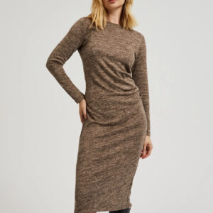 01f49205baf204dcab3d173c172f202976d7cc4e Sukienka midi z marszczeniem brązowa