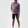 4F Bluza dresowa nierozpinana z kapturem dziewczęca - fioletowa 140 (9-10 lat)