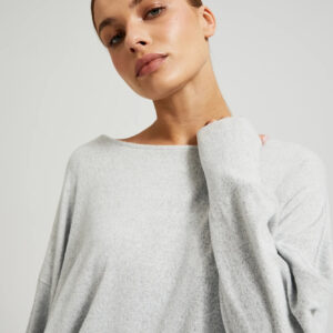 Gładki sweter z długimi rękawami szary