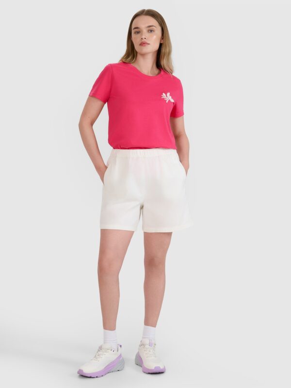 4F T-shirt regular z nadrukiem damski - różowy