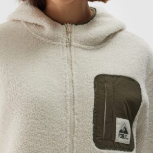 4F Polar sherpa z kapturem regular damski - biały