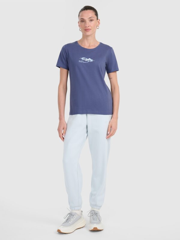 4F T-shirt regular z nadrukiem damski - granatowy