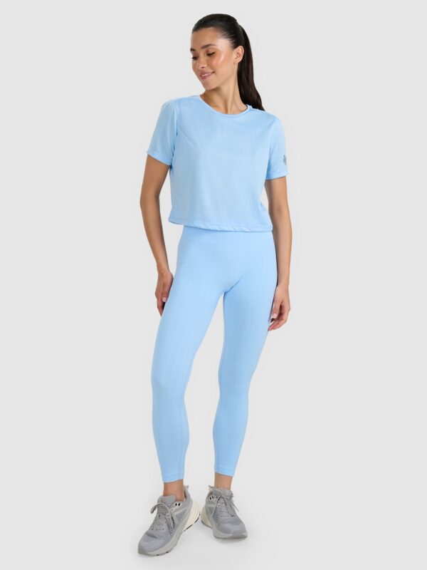 4F Koszulka treningowa crop-top szybkoschnąca damska - niebieska