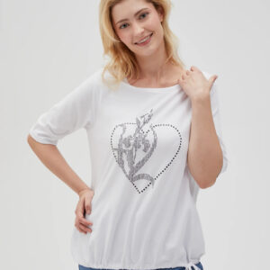 T-shirt z ozdobną aplikacją biały