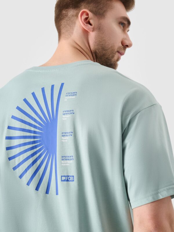 4F T-shirt oversize z nadrukiem męski - turkusowe