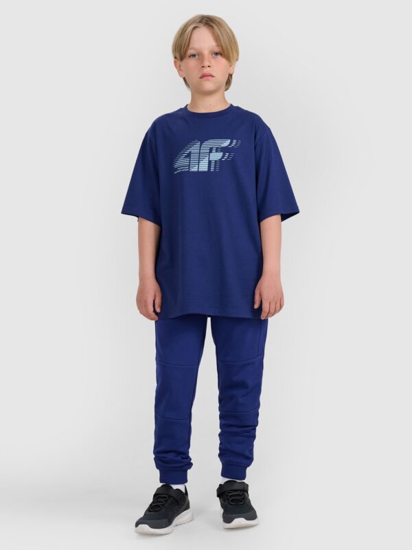 03d03f76f2abc64eee0c67d6cffd63a1f93d015a 4F T-shirt oversize z nadrukiem chłopięcy - granatowy 158 (12-13 lat)
