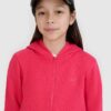 4F Bluza dresowa rozpinana z kapturem dziewczęca - różowa 122 (6-7 lat)