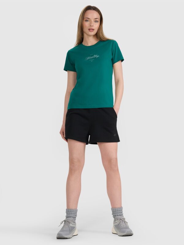 4F T-shirt regular z nadrukiem damski - turkusowy