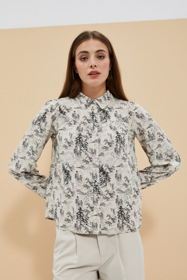 Wzorzysta koszula w kolorze beżowy