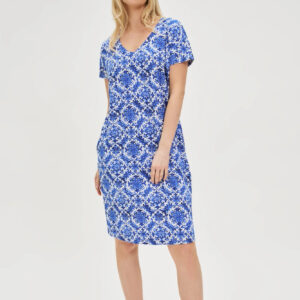 Wzorzysta sukienka niebieska