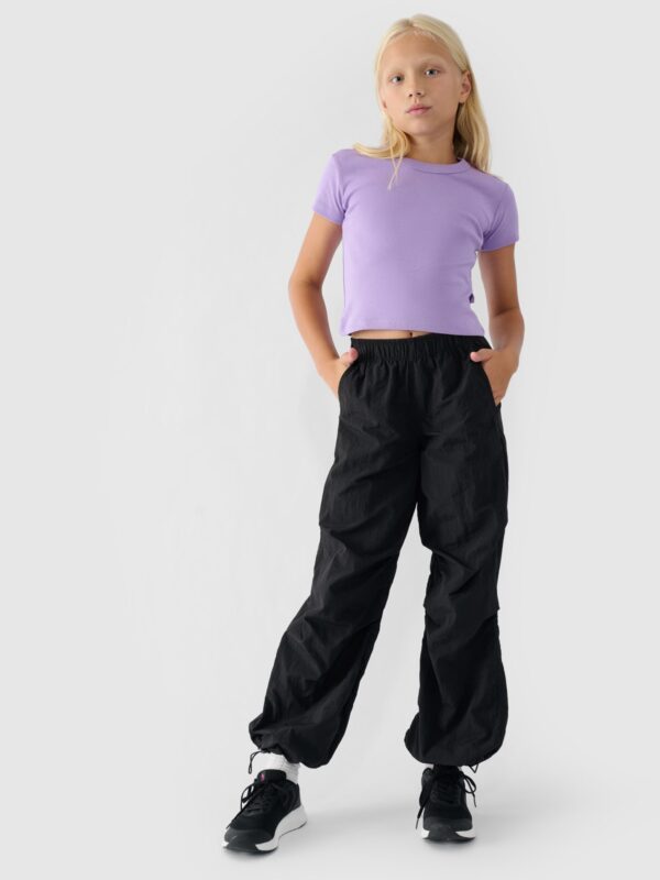 059dad6c65926c0b932b8f3f7d715644a24e0a78 4F T-shirt gładki dziewczęcy - fioletowy 158 (12-13 lat)