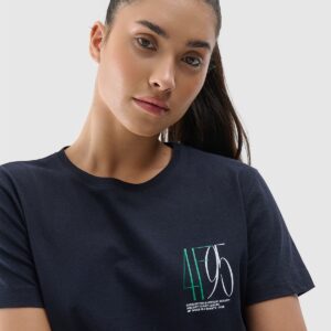 05e0f8af1b8a70fac91db027635e31a0fde15b3d 4F T-shirt slim z nadrukiem damski - granatowy