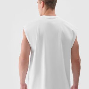 4F Tank top oversize z nadrukiem męski - biały