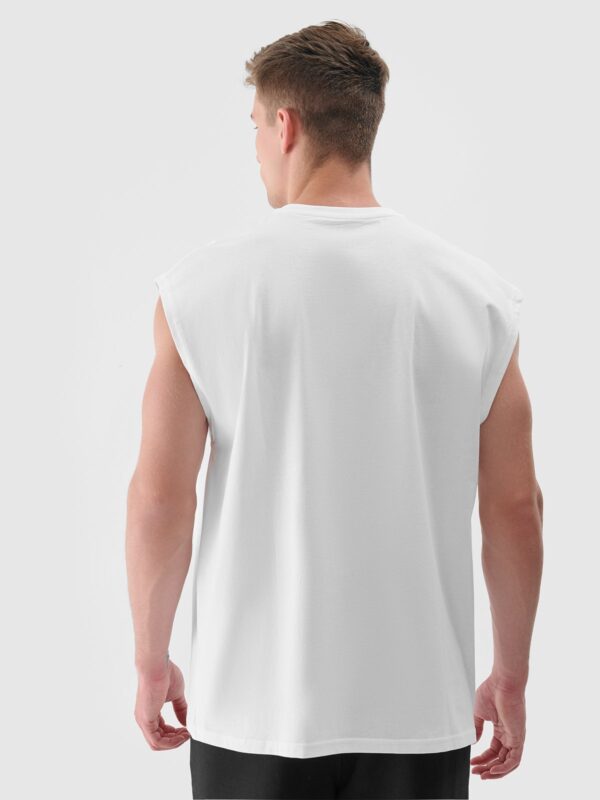 06030f8e74bda6a8ee2520662eb37a33952f26fa 4F Tank top oversize z nadrukiem męski - biały