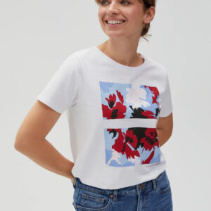 063d8f38a0373002a35cc130d60324a1a166c4e0 Bawełniany t-shirt z nadrukiem biały