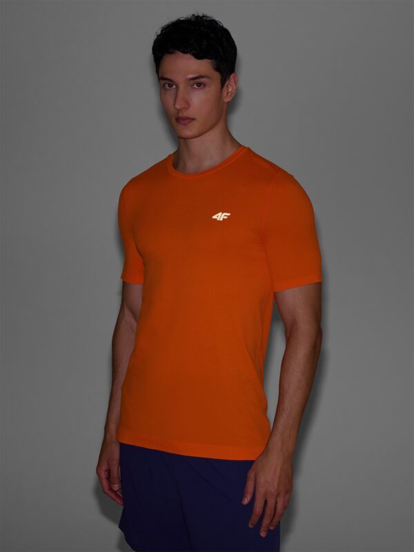 4F Koszulka do biegania szybkoschnąca męska - pomarańczowa