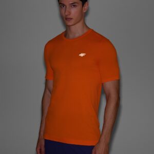 4F Koszulka do biegania szybkoschnąca męska - pomarańczowa