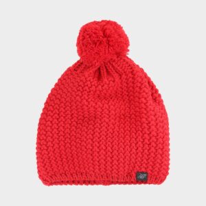 4F Czapka zimowa z pomponem męska - czerwona